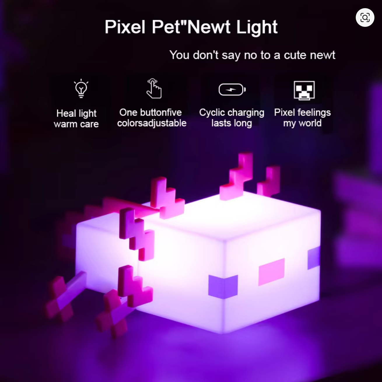 Minecraft Axolotl LED Lamp – 5 Color Night Light for Gaming Desk