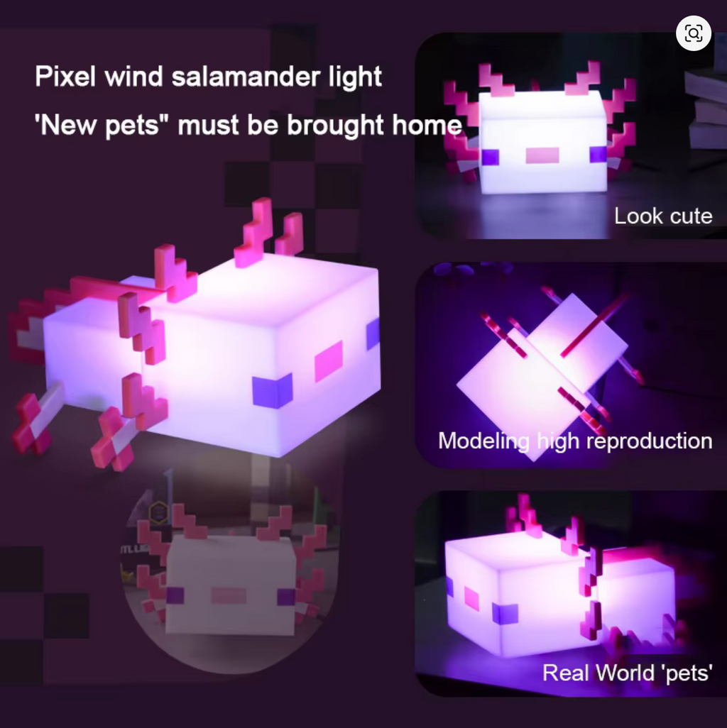Minecraft Axolotl LED Lamp – 5 Color Night Light for Gaming Desk