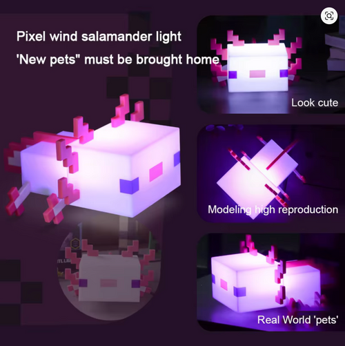 Minecraft Axolotl LED Lamp – 5 Color Night Light for Gaming Desk