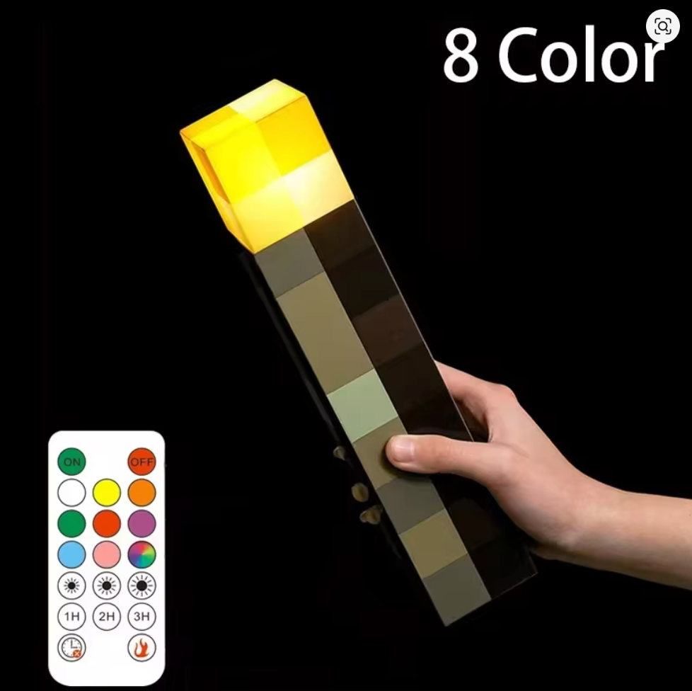 Minecraft Brownstone Torch LED Night Light – USB Rechargeable Desk Lamp