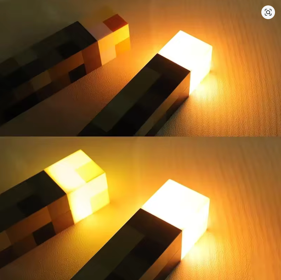 Minecraft Brownstone Torch LED Night Light – USB Rechargeable Desk Lamp