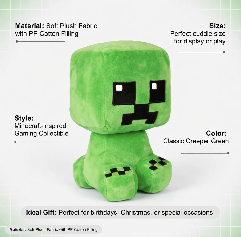 Minecraft Creeper Plush Toy – Soft Green Stuffed Character Plushie for Kids, Gamers & Collectors
